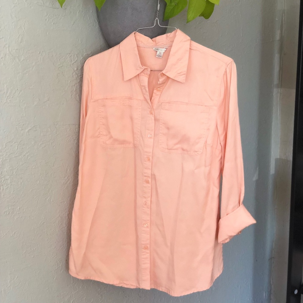 Cato Peachy Pink Button Pocket Front Shirt